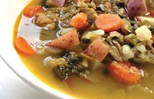 Sarah’s Spicy Curry Turkey Soup in a bowl